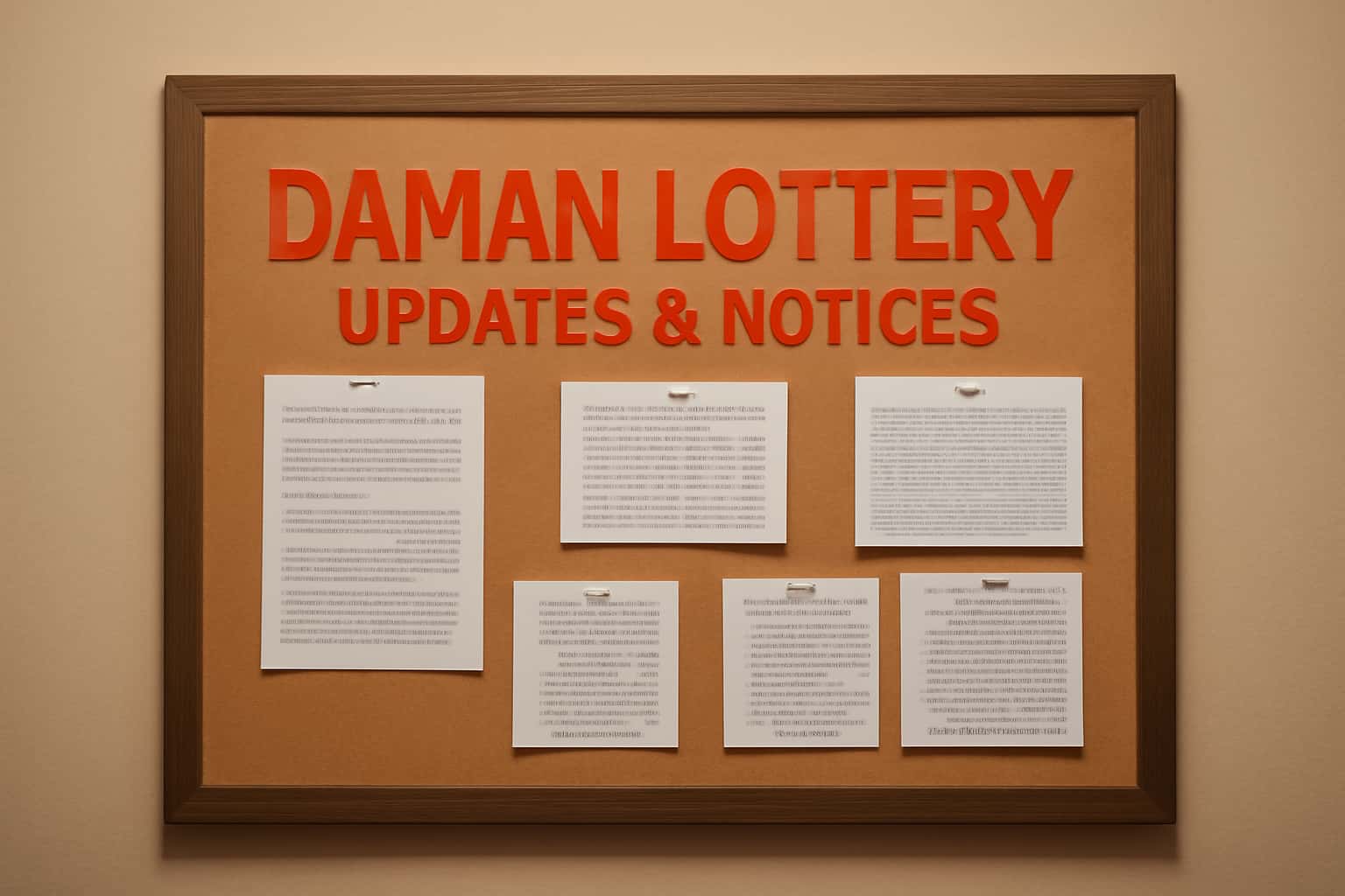 Informative scene depicting updates and notices related to Daman Lottery