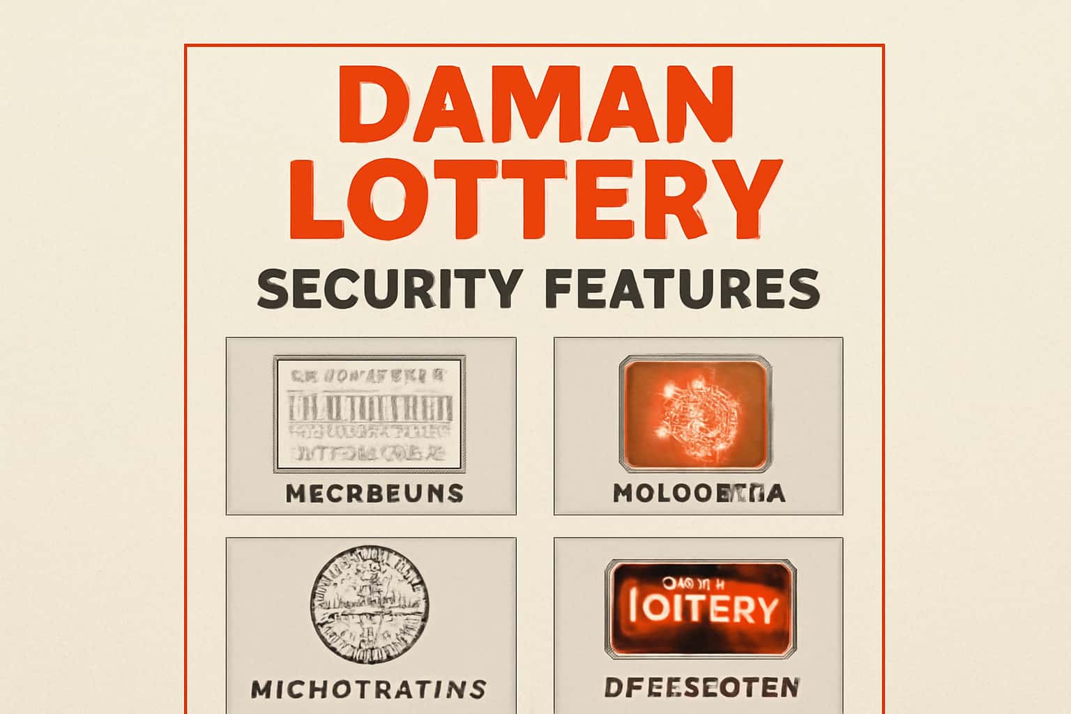 An informational representation of Daman Lottery Security Features showing security systems and digital protection elements.