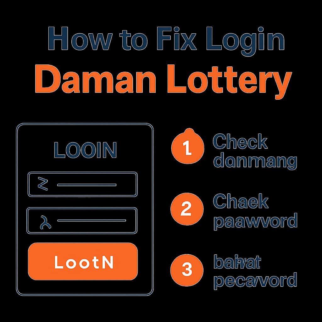 A diagram illustrating common login troubleshooting steps for Daman Lottery.