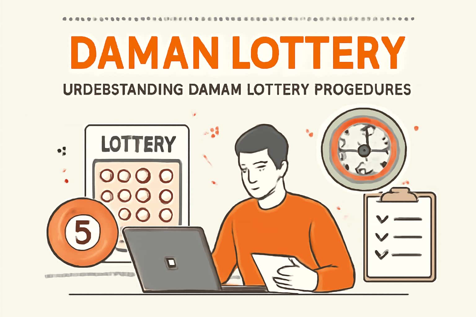 An informational graphic illustrating Daman Lottery procedures with a focus on clarity and transparency.