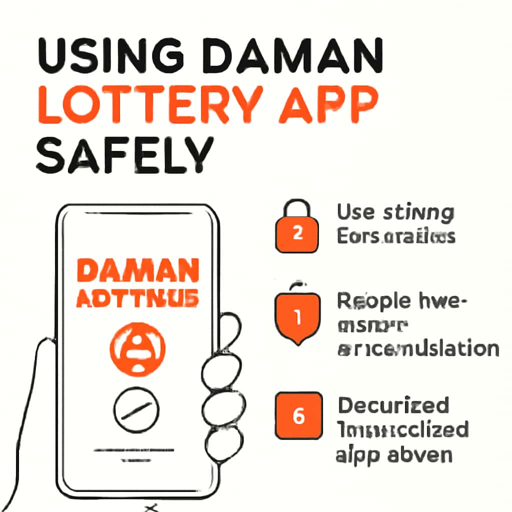 Diagram illustrating the safety measures for using the Daman Lottery app.